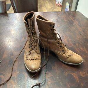 Laredo Brown Lace Up Leather Boots 8.5